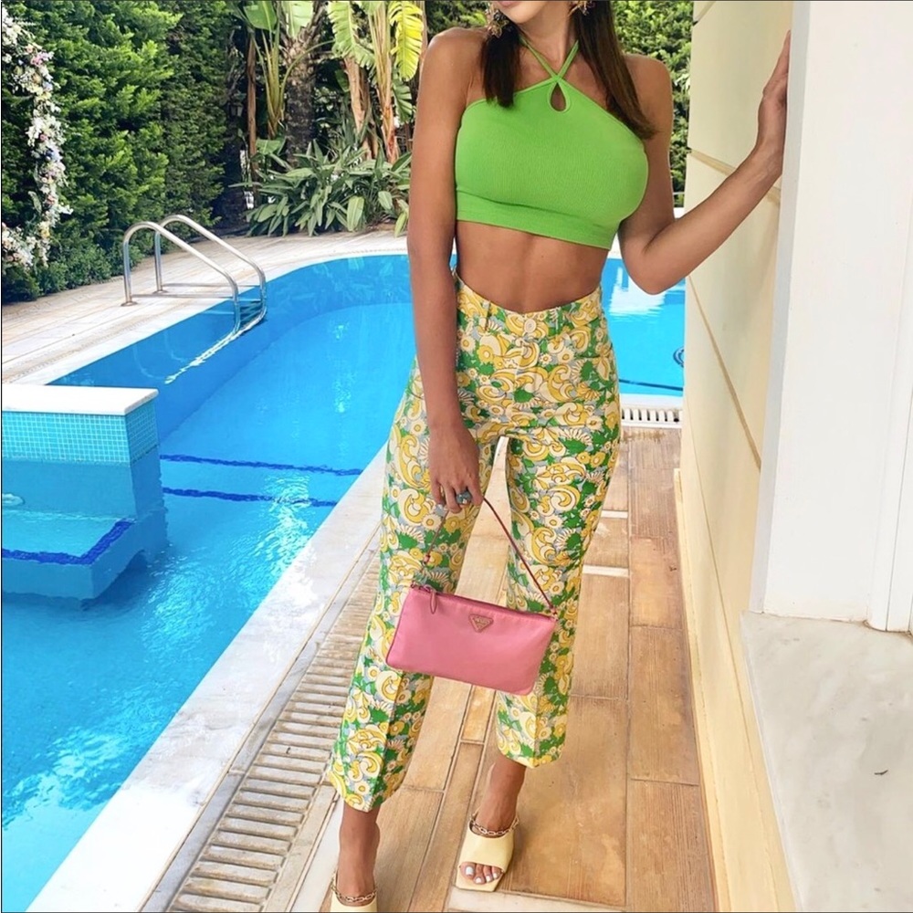 Zara Printed Retro Cropped Pants